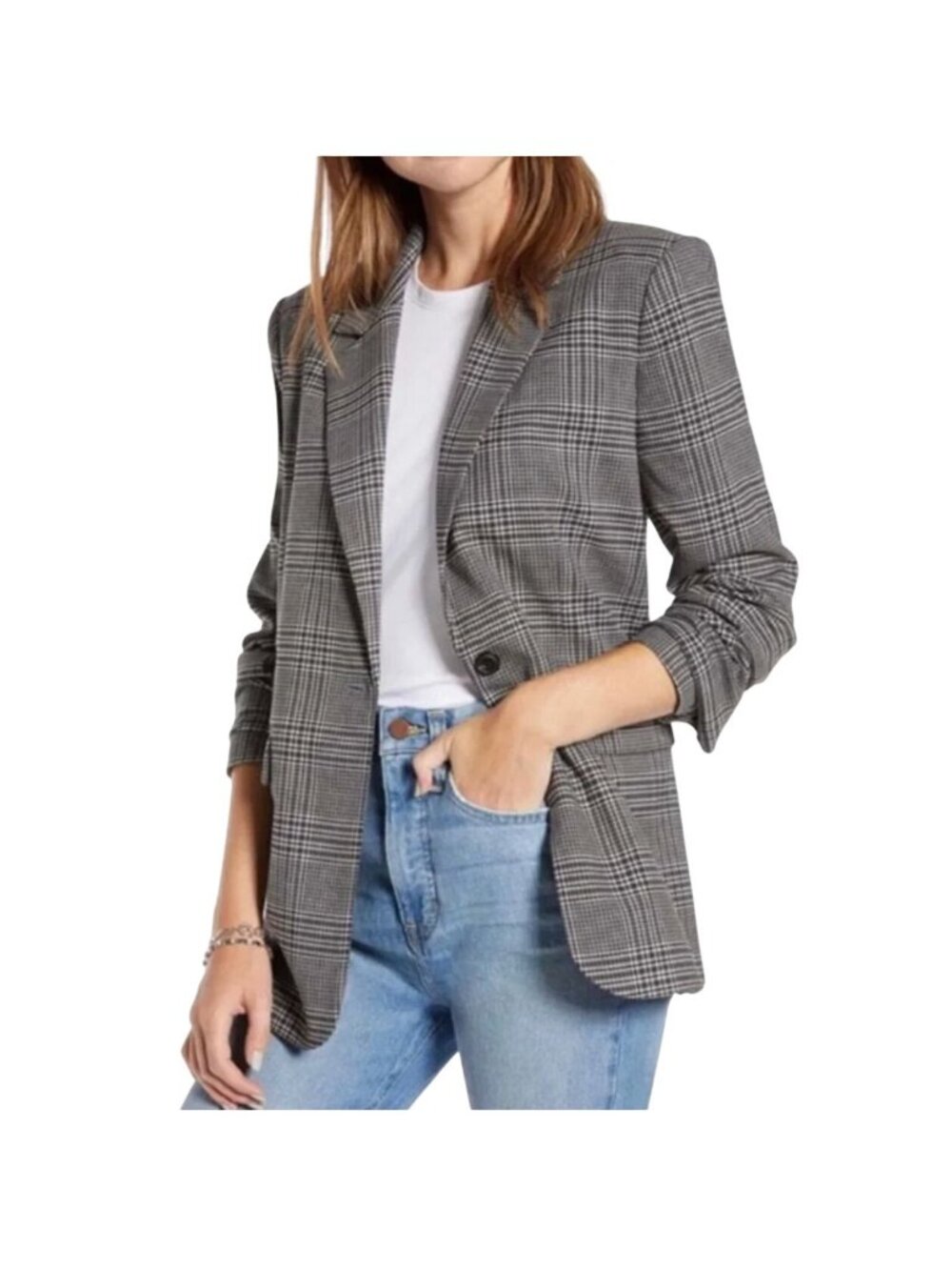 Something Navy Menswear Jacket Grey Steel Kate Plaid Oversized Blazer S
